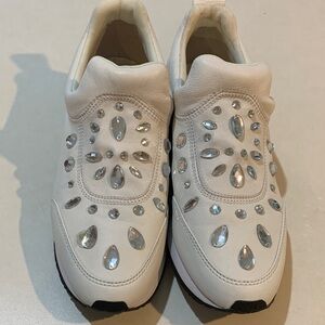 Tory Burch Women's White Embellished Slip-On Sneakers